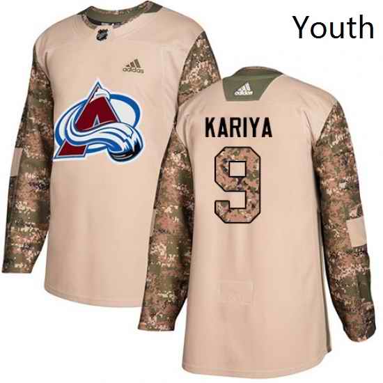 Youth Adidas Colorado Avalanche 9 Paul Kariya Authentic Camo Veterans Day Practice NHL Jersey